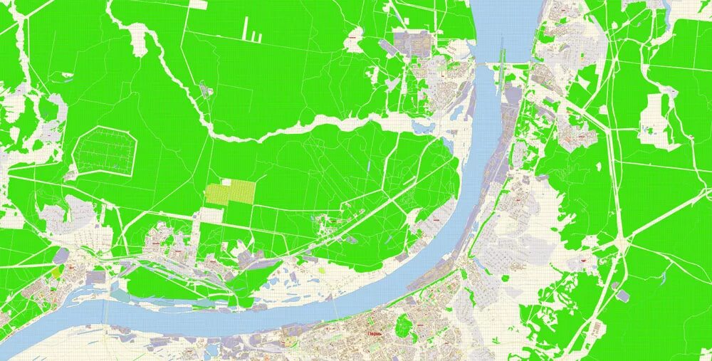 Карта пермь фото Пермь векторная карта Россия подробная редактируемая в слоях, Adobe Illustrator