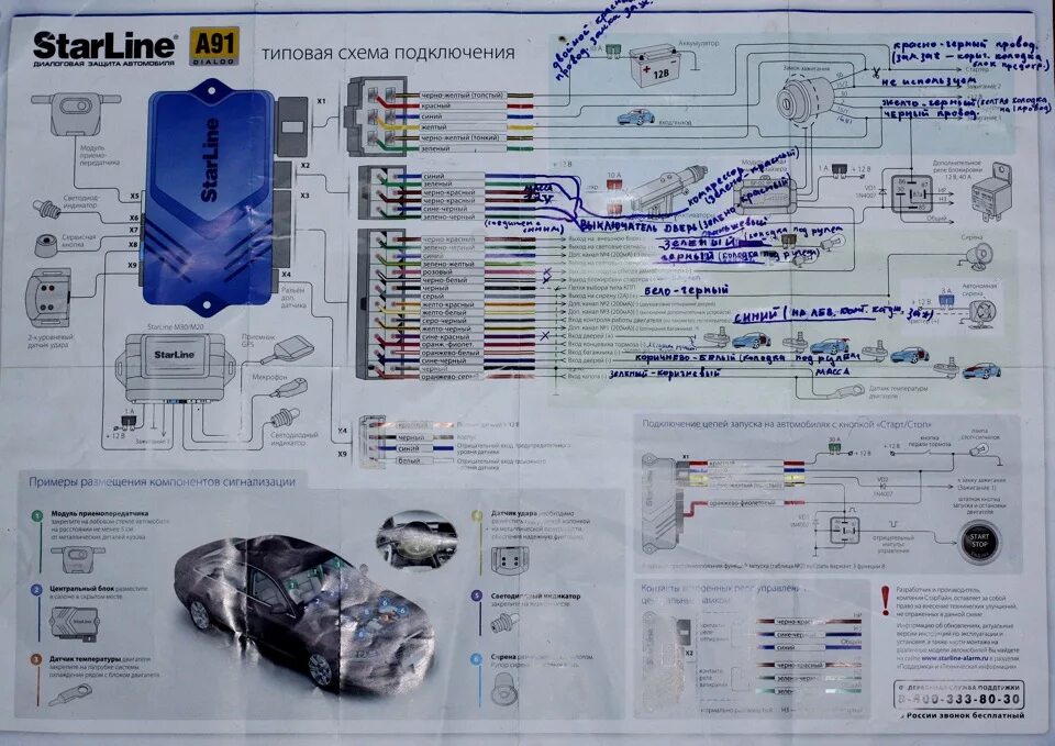 Карта подключения сигнализации старлайн 3. Сигнализация. Установка - Audi 80 (B3), 1,8 л, 1989 года аксессуары DRIVE2