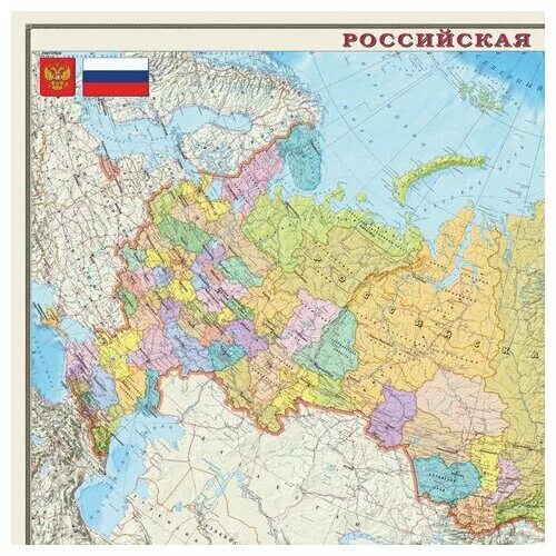 Карта россии фото в хорошем Карта настенная ". Политико-административная карта", М-1:4 000 000, размер 197х1
