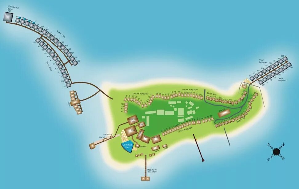 Карта схема расположения Maldives Resort Map (Enlarged)