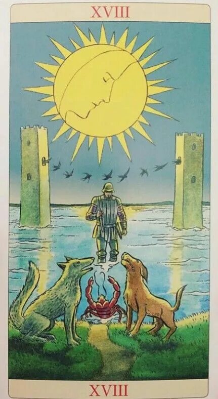 Карта таро луна фото New vision Tarot Tarot cards art, The moon tarot card, Tarot art