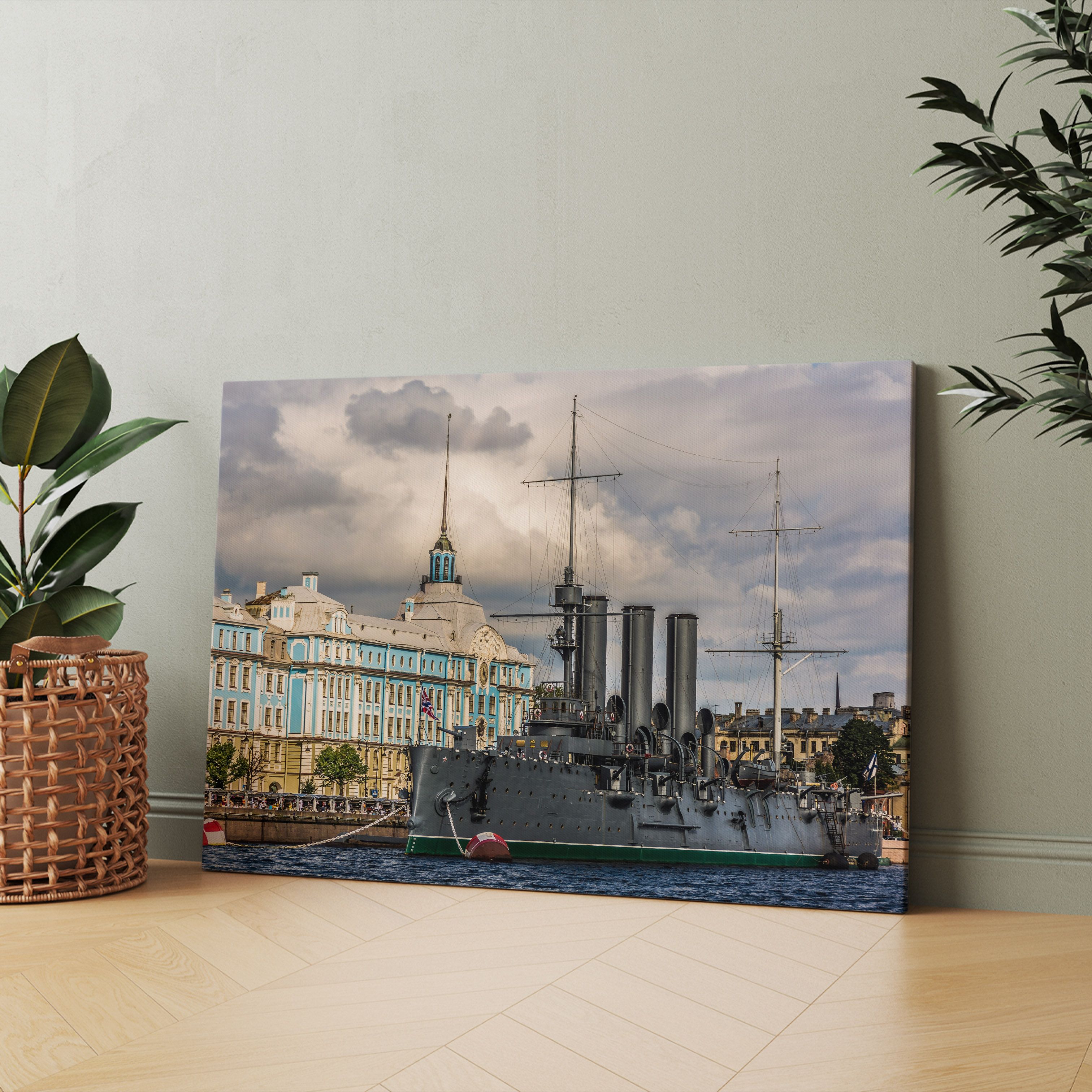 Картина по фото на холсте санкт петербург Картина на холсте (санкт петербург крейсер аврора набережная питер зимний дворец