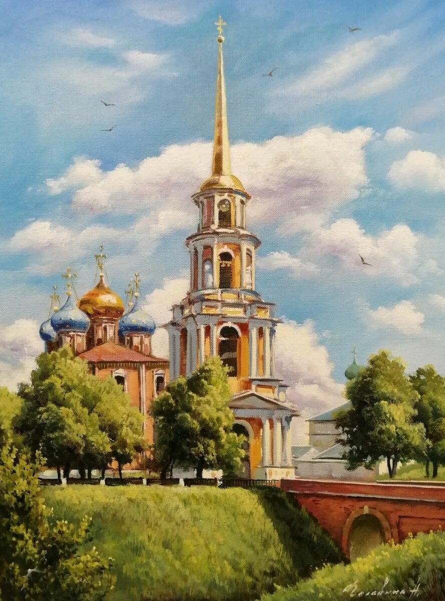 Картина по фото рязань Картина маслом пейзаж Рязанский кремль в интернет-магазине Ярмарка Мастеров по ц