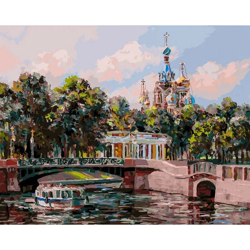 Картина по фото в спб недорого 454-ART Санкт-Петербург. Михайловский сад Раскраска картина по номерам на холсте
