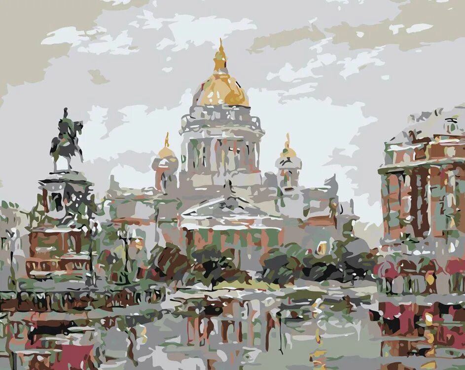 Картина по номерам по фото спб Картина по номерам "Площадь в Петербурге" RUS025 Живопись по Номерам 40x50 - куп