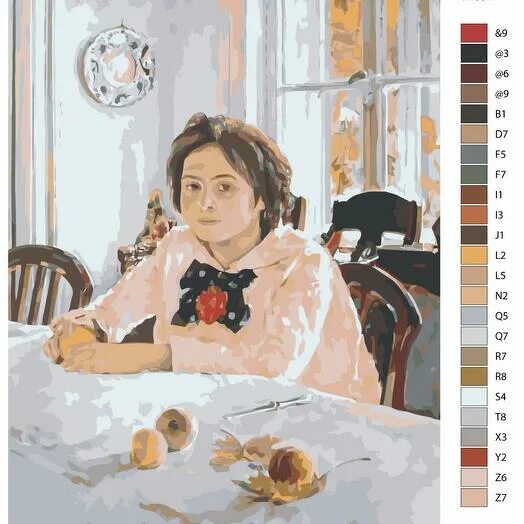 Картина серова девушка с персиками фото Картина по номерам W-934 Репродукция картины - Девочка с персиками. Художник Вал