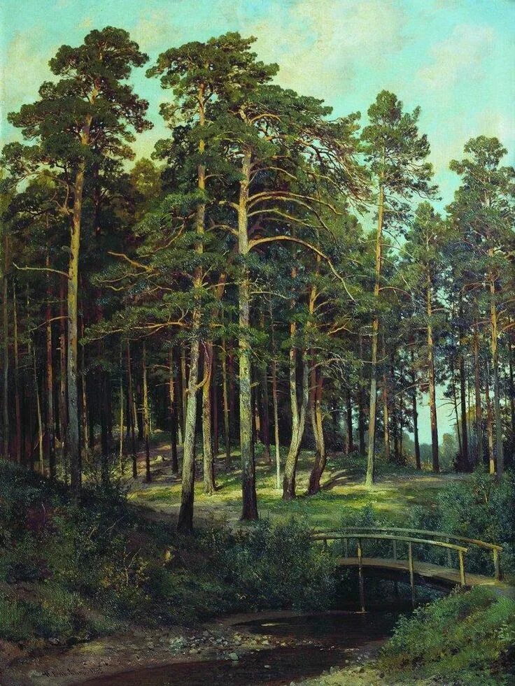 Картина шишкин лес фото Ivan Shishkin on Twitter Forest painting, Russian landscape, Landscape paintings