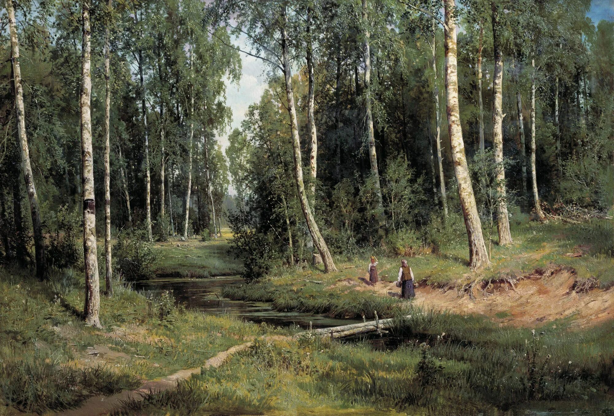 Картина шишкин лес фото Шишкин Иван Ручей в березовом лесу 1883 - купить по низкой цене в интернет-магаз