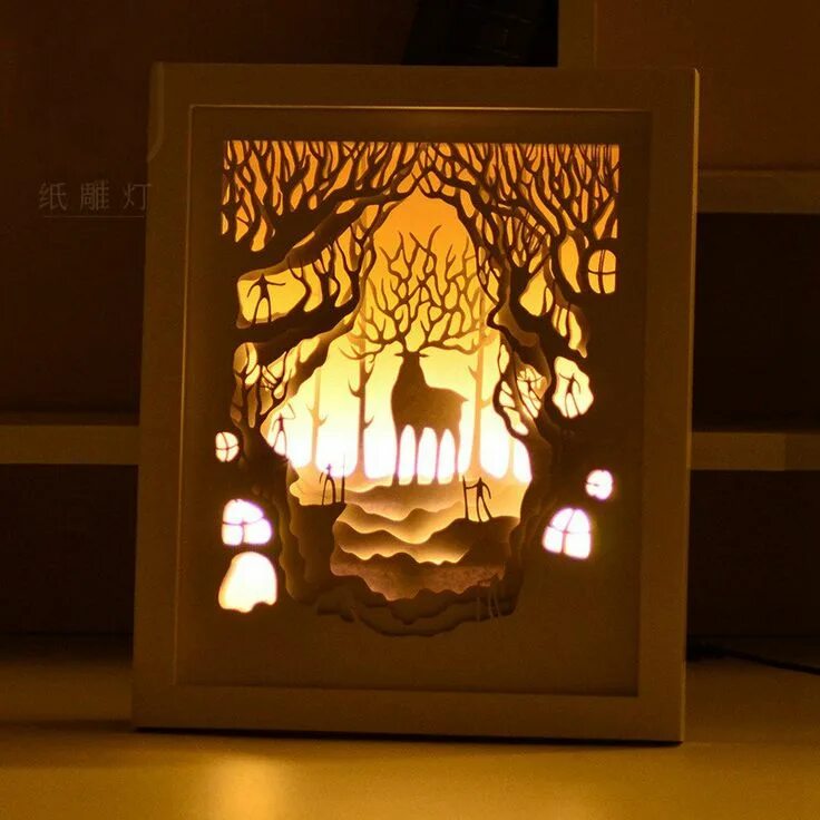 Картина светильник своими руками Multi Layer 3D lamp Paper Paint Art Night Light Draw Painting Table Wall Lights 
