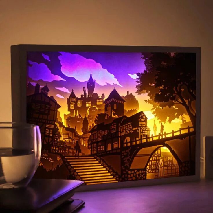 Картина светильник своими руками Papercut Light Boxes - The castle 3d paper art, Shadow box art, Paper crafts