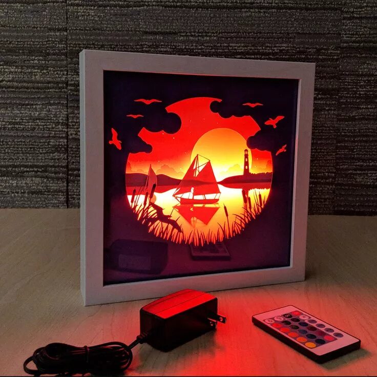 Картина светильник своими руками A Day at Sea Jewel Starz Box art, Paper cut art, Shadow box art