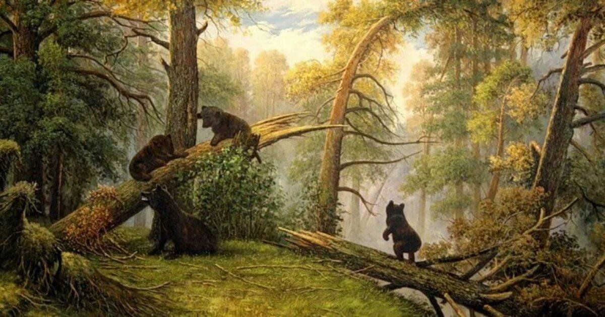 Картина три медведя шишкин фото История одного шедевра "Утро в сосновом лесу" 2023, Кушнаренковский район - дата