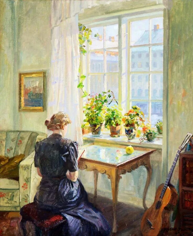 Картина у окна фото Aesthetic Sharer ZHR on Twitter Art, Painting, Beautiful paintings