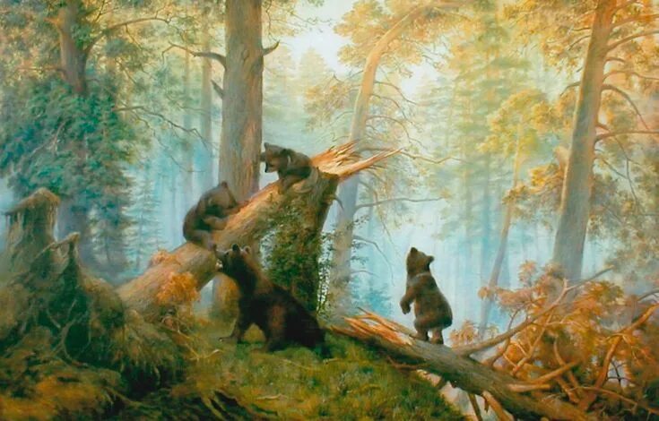 Картина утро в сосновом лесу фото Картина "Утро в сосновом бору" Forest painting, Forest art, Russian painting