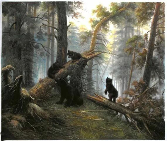 Картина утро в сосновом лесу фото Morning in a Pine Forest Ivan Shishkin Hand-painted Oil Painting Reproduction,li
