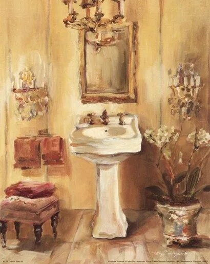 Картина в интерьере ванной Marilyn Hageman French Bath III (с изображениями) Ванная, Туалетная комната