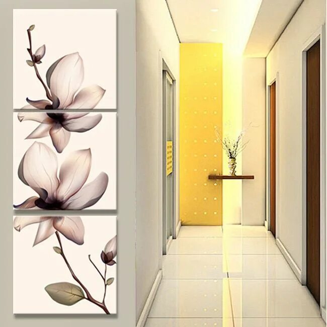 Картина в прихожую на стену для интерьера Print canvas tulip painting triptych poster flowers wall pictures for living roo