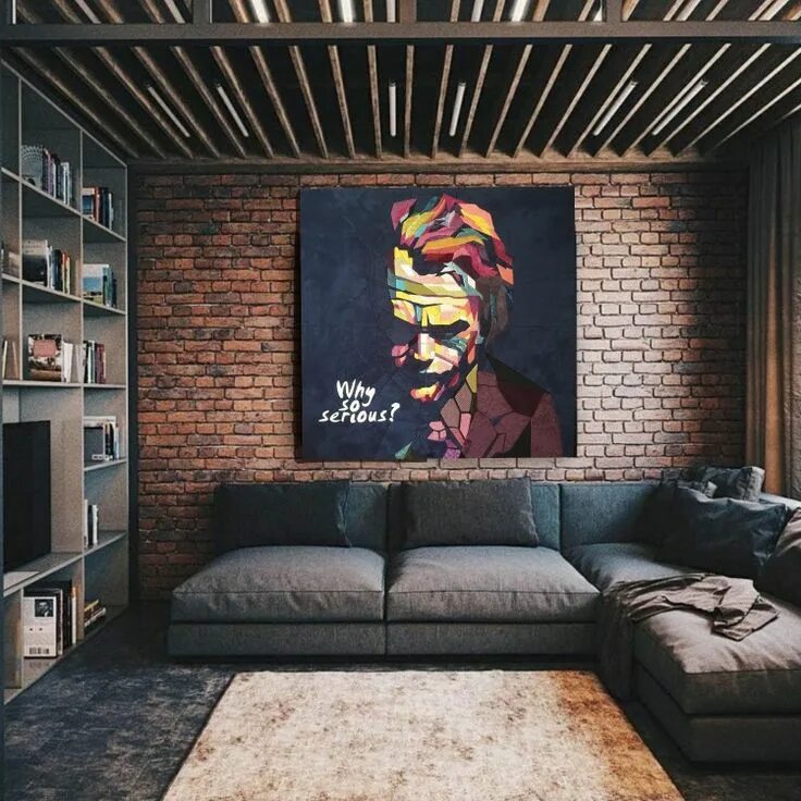 Картина в стиле лофт в гостиной Painting decor for livingroom Joker Heat Ladger. Loft в 2024 г Дизайн студии зву