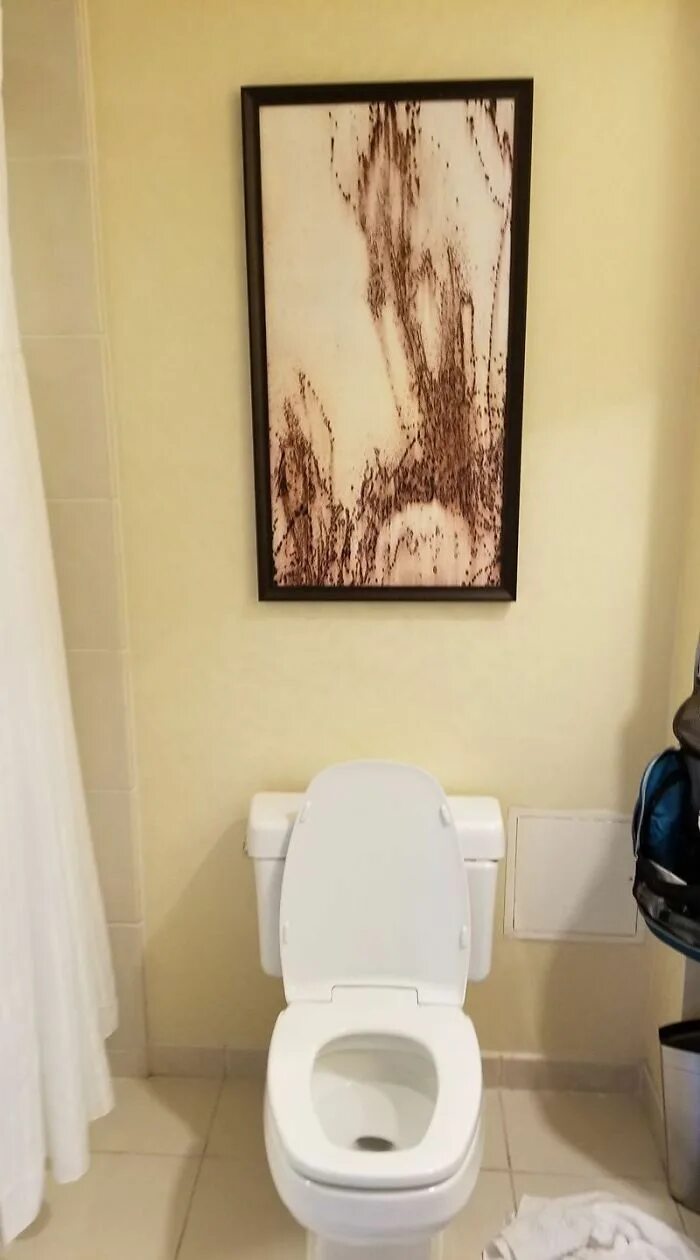 Картина в туалете фото This 'Art' Above My Hotel Toilet Hotel design, Hotel hacks, Hotel room mirror