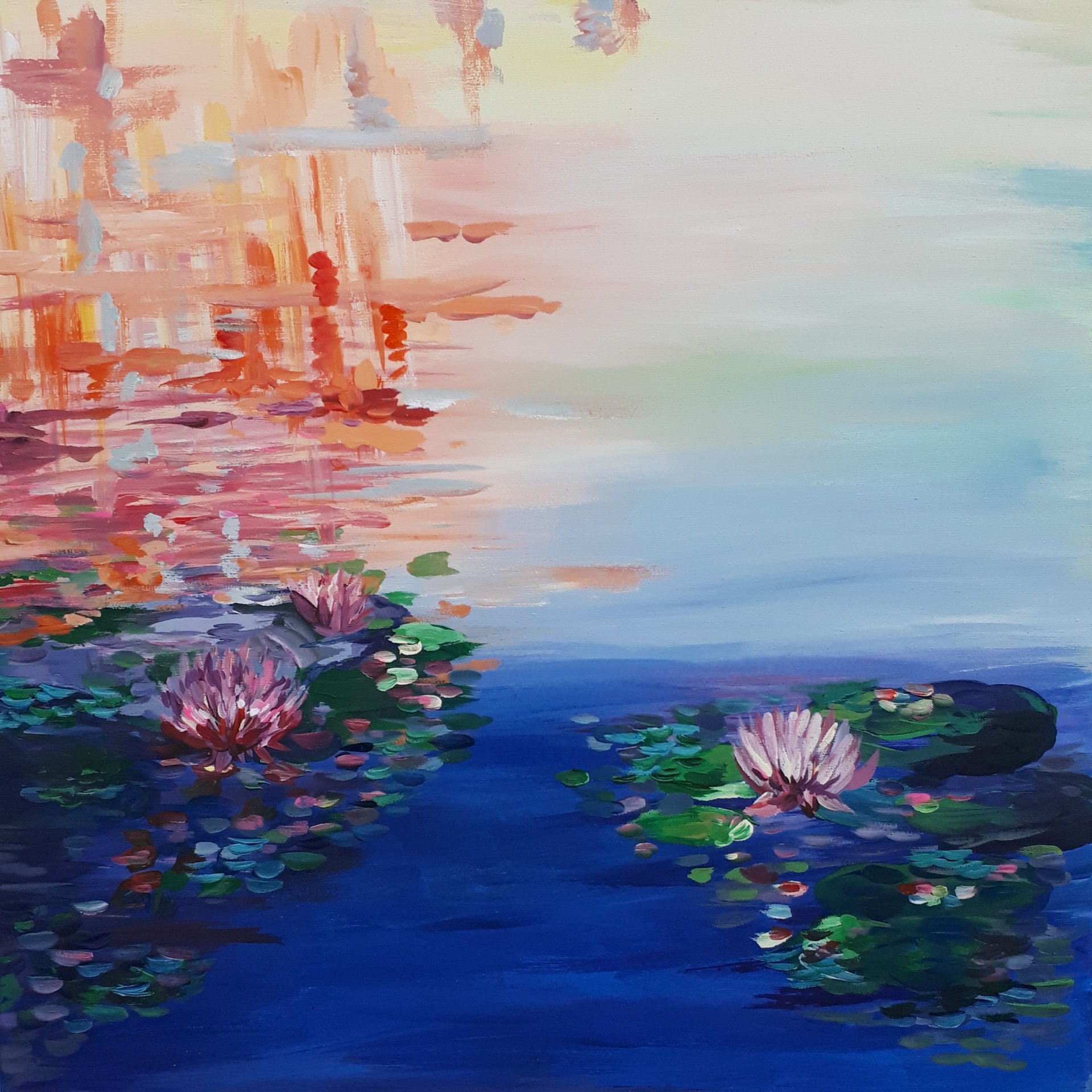 Картина воды фото Картина "Кувшинки на воде". Размер: 40x40 (см). Художник Anast Asiya - Купить он
