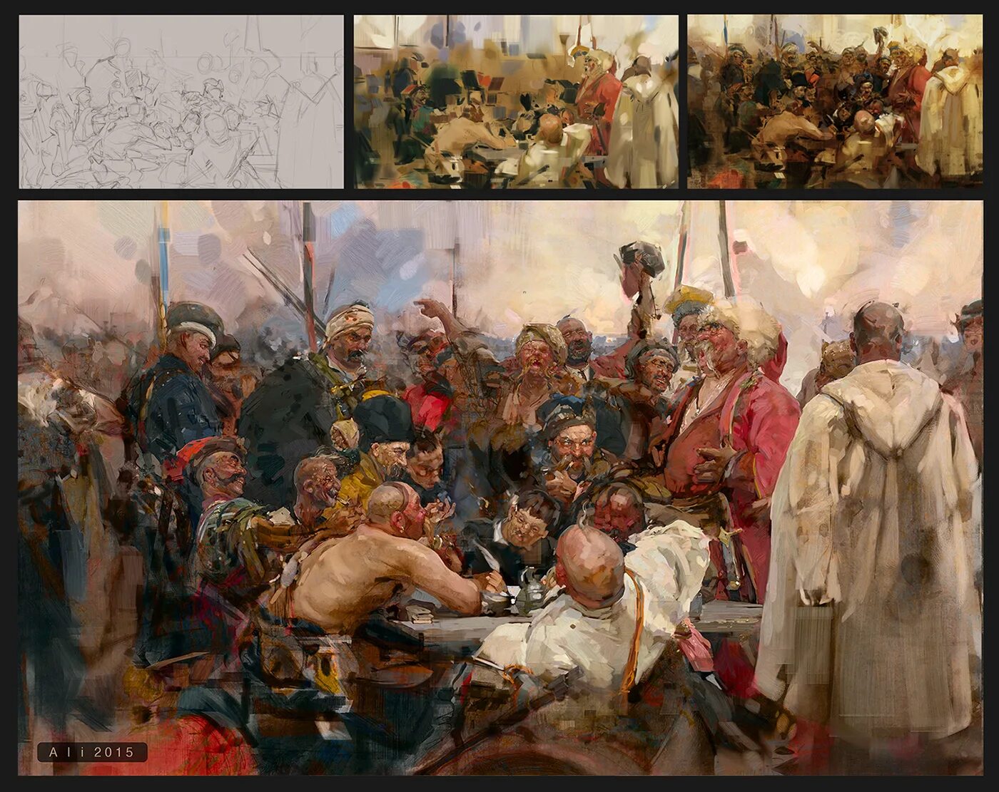 Картина запорожцы пишут письмо турецкому султану фото Master study: " Reply of the Zaporozhian Cossacks (2) Images :: Behance