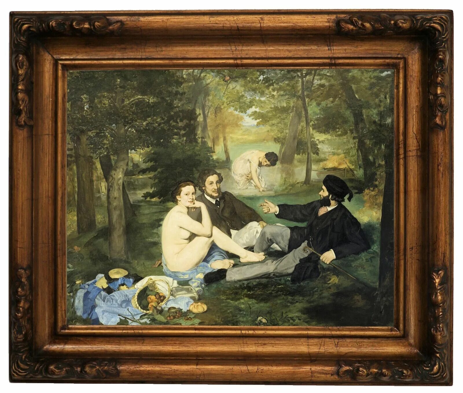 Картина завтрак на траве эдуард мане фото Manet Luncheon on the Grass 1863 Wood Framed Canvas Print Repro 11x14 eBay