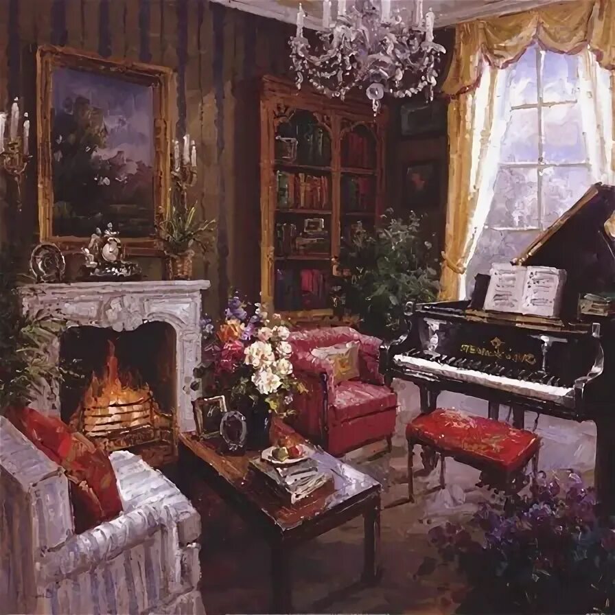 Картина жуковского гостиная с роялем фото Grand Piano Room by Foxwell Grand piano room, Piano room, Grand piano