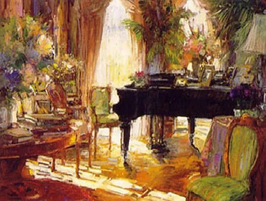 Картина жуковского гостиная с роялем фото "Adagio" by Stephen Shortridge Piano art, Music painting, Interior paintings