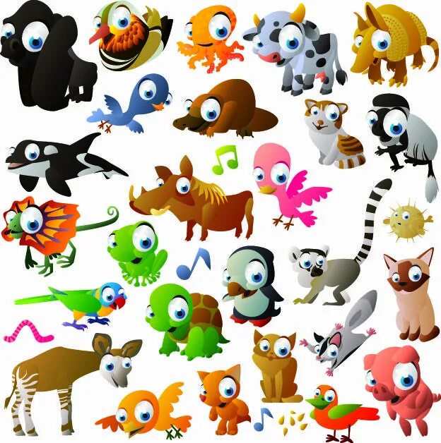 Картинка 13 животных free vector Cute cartoon animal images vector graphic available for free downloa