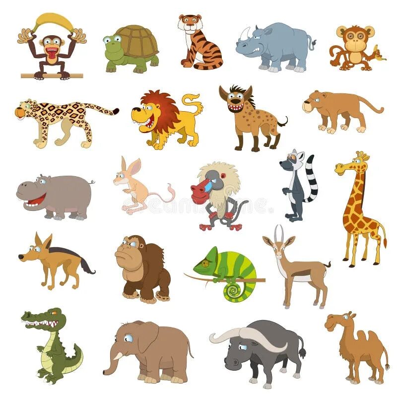 Картинка 13 животных Africa animals set stock vector. Illustration of elephant - 33702964