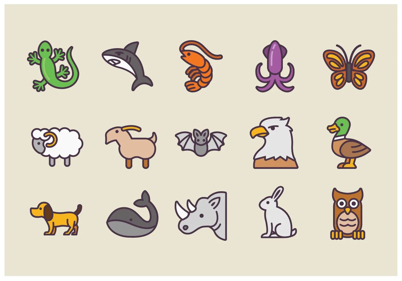 Картинка 13 животных Pack of Animal Icons Vectors 151049 Vector Art at Vecteezy