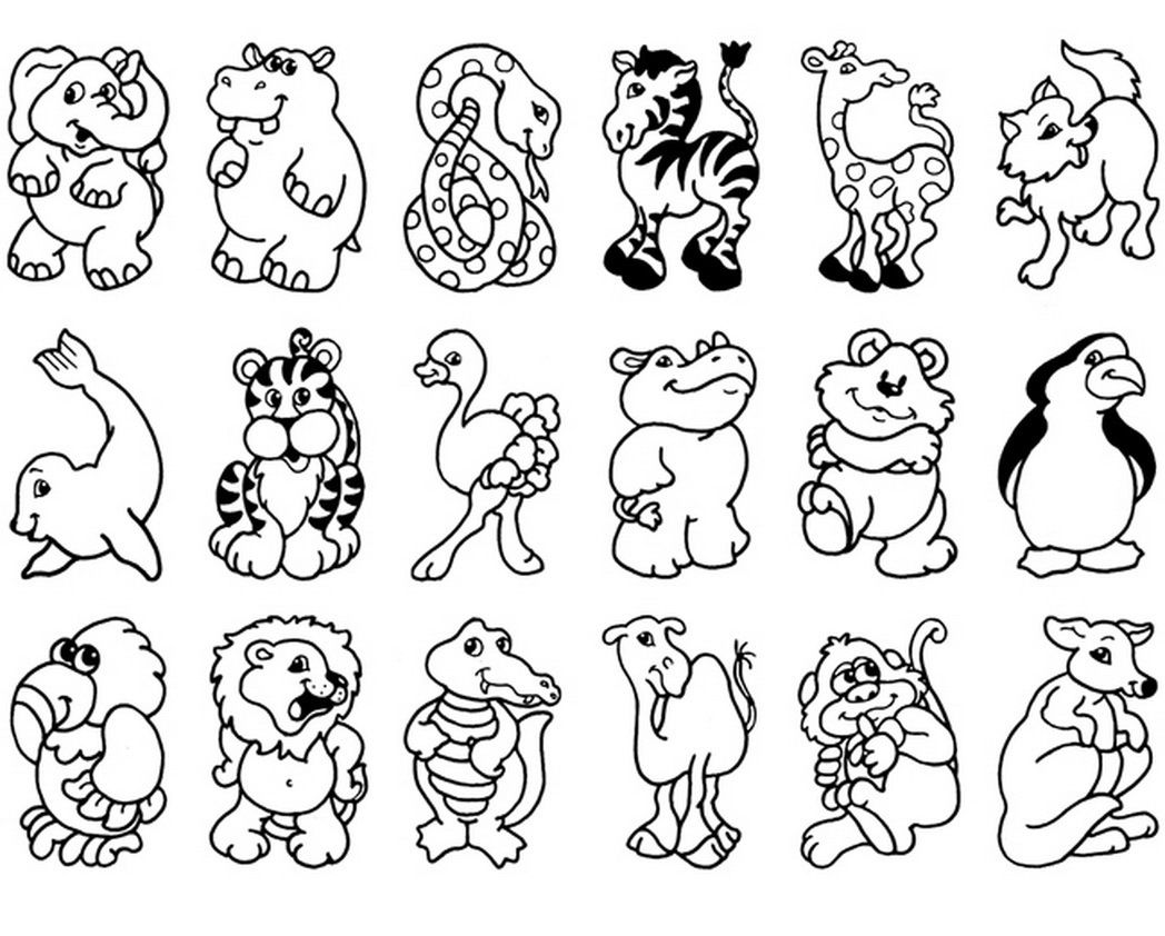 Картинка 13 животных zoo animals coloring pages - Clip Art Library