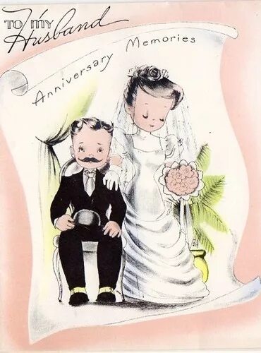 Картинка 49 лет свадьбы Cute Anniversary Victorian Couple Vintage valentine greeting cards, Wedding anni