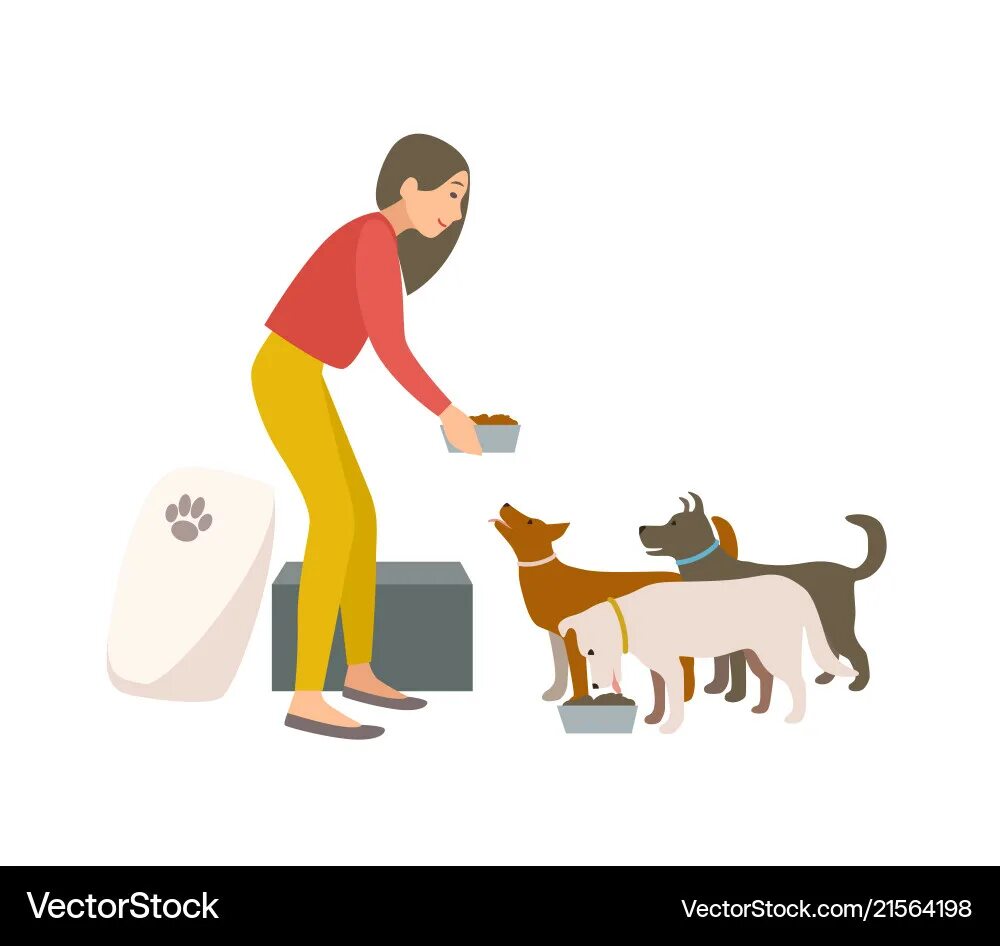Картинка дети помогают животным Dog Feeder Vector Images (over 360)