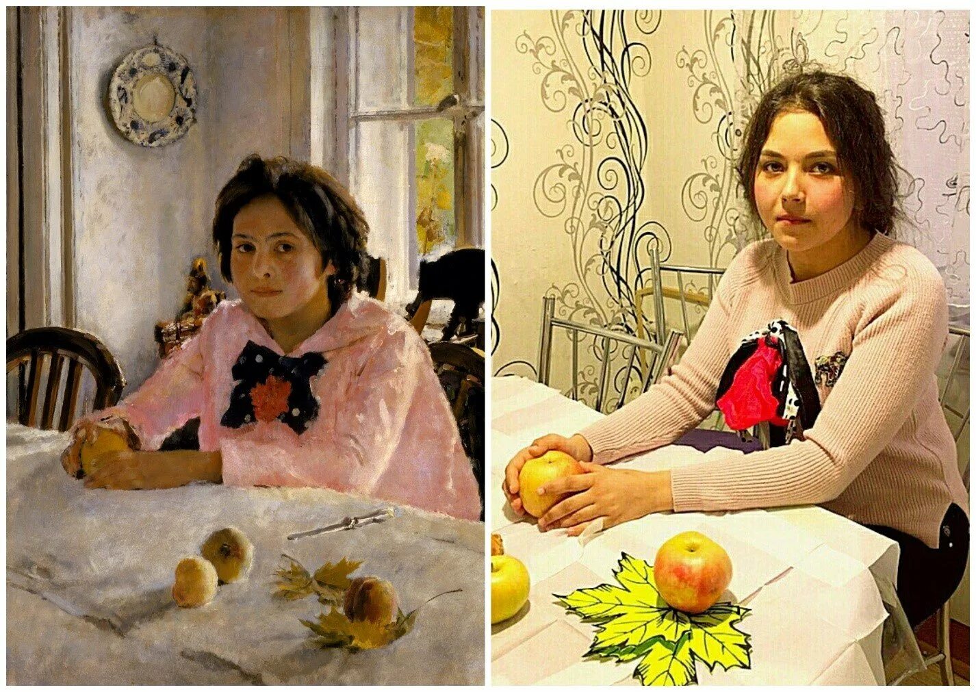 Картинка девочка с персиками фото Картина баба с персиками