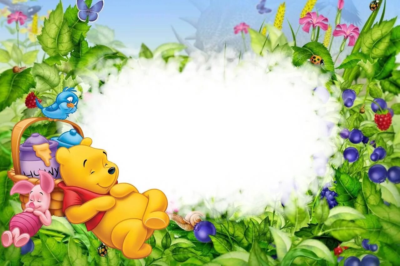 Картинка для оформления детской презентации Pin by Martie Sanders on CARDS Birthday frames, Winnie the pooh birthday, Birthd