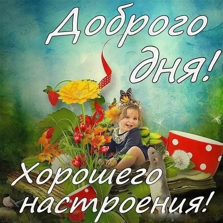 Картинка доброе сегодня лучший день Открытка хорошего дня! Доброго дня! Цветы. Девочка. Пожелание хорошего дня! Отли