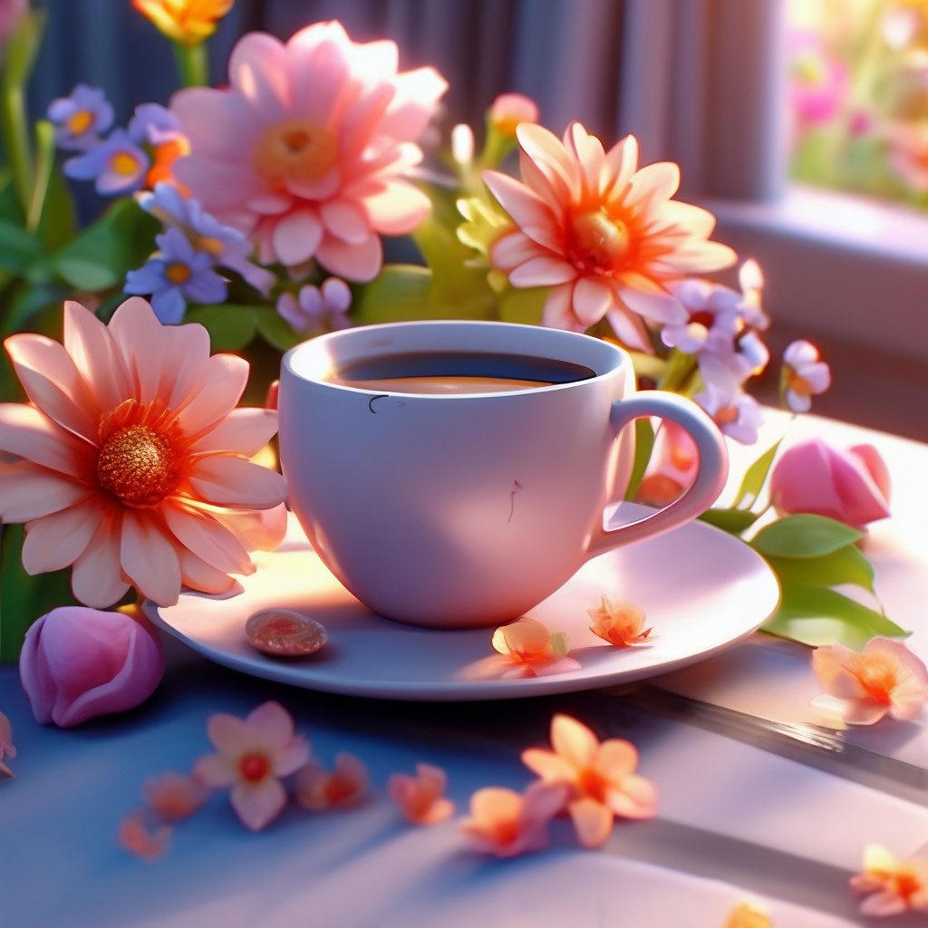 Картинка доброе утро чашечка "Good morning!☀ ️☕ good positive ." - image created in Shedevrum