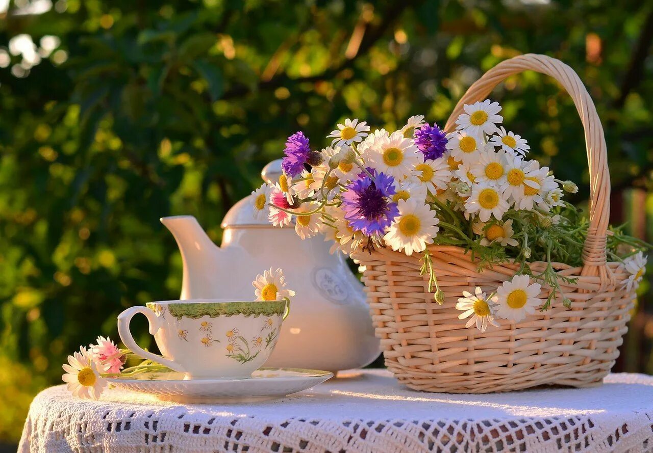 Картинка доброе утро лета с пожеланиями Весь мир в фотографиях... Picnic basket, Decorative wicker basket, Tea art