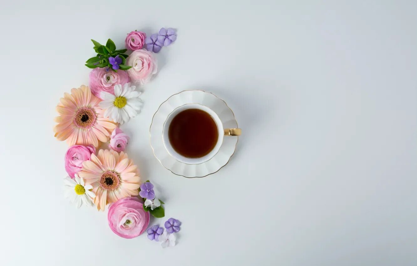 Картинка доброе утро мамуля хорошего дня Wallpaper flowers, coffee, Cup, pink, flowers, cup, coffee, tender for mobile an