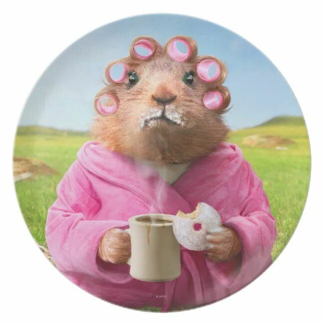 Картинка доброе утро прикольные фото Morning Groundhog with Breakfast Donut and Coffee Melamine Plate Zazzle Breakfas