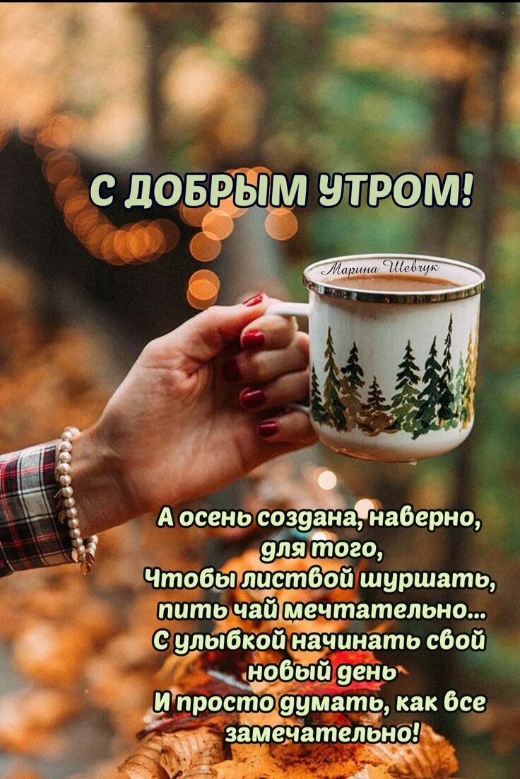 Картинка доброе утро с листьями Марина Шевчук Доброе утро, Утренние сообщения, Утренние цитаты