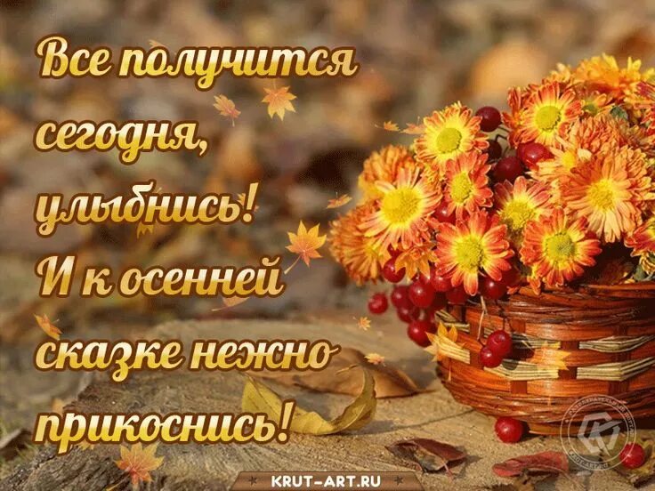 Картинка доброе утро с пожеланиями жизненными осенняя Пожелание хорошего дня осенняя картинка Осенние картинки, Привет сентябрь, Карти
