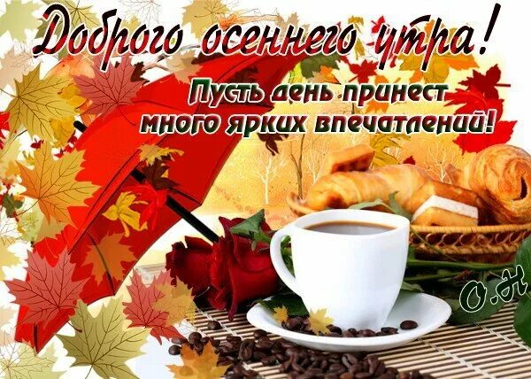 Картинка доброго октябрьского дня с пожеланиями Открытка Доброго осеннего утра!