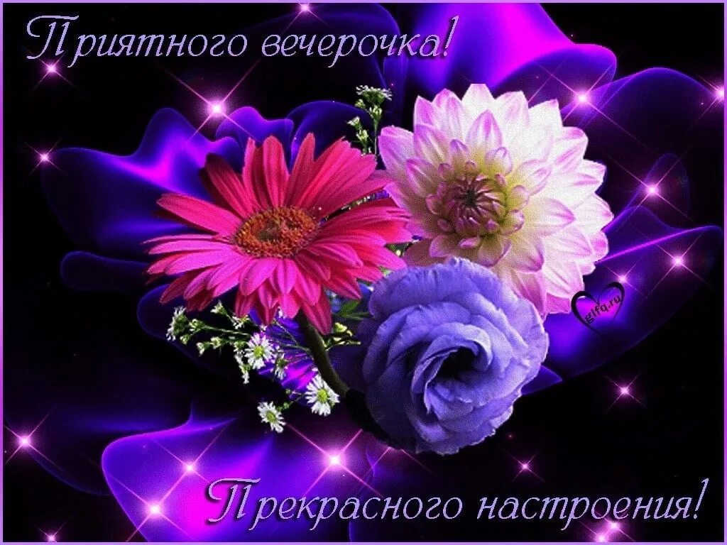 Картинка доброго вечера и хорошего настроения женщине Желаю вечера хорошего! Позитива, радости, смеха. Настроения прекрасного. И хорош