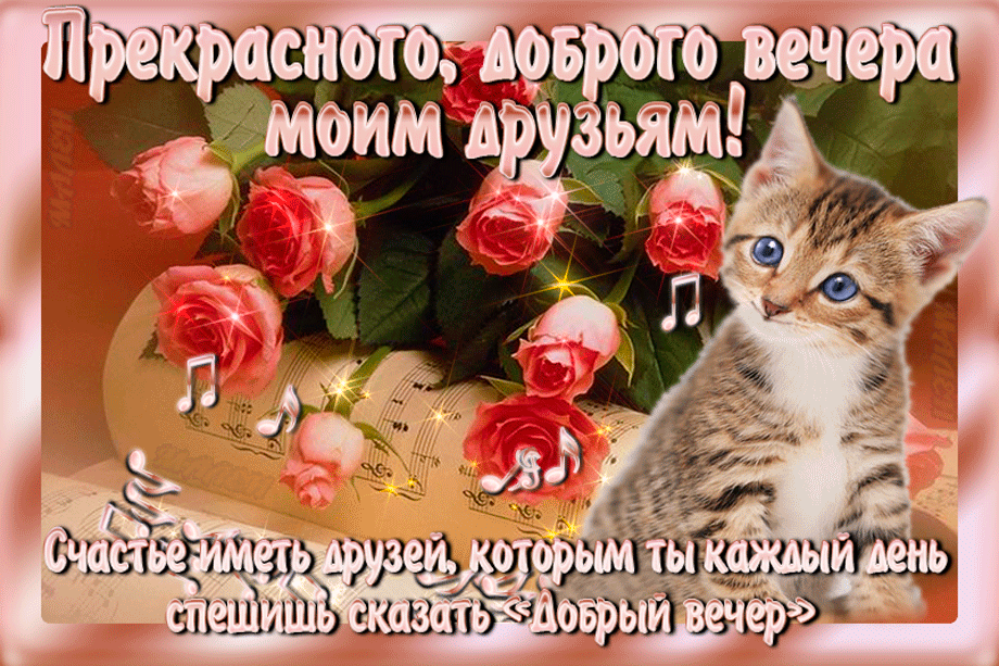 Картинка добрый вечер подружка Дивная открытка гиф (gif, анимация) доброго и хорошего вечера для подруг, друзей