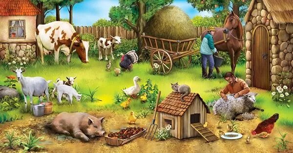 Картинка дом животные The Book about animals" on Behance Animal books, Animals, Farm scene painting