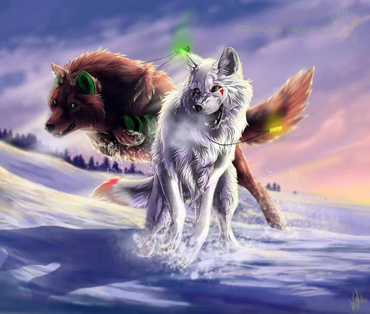 Картинка фэнтези животные Friends by WolfRoad on DeviantArt Canine art, Animal drawings, Cute animal drawi