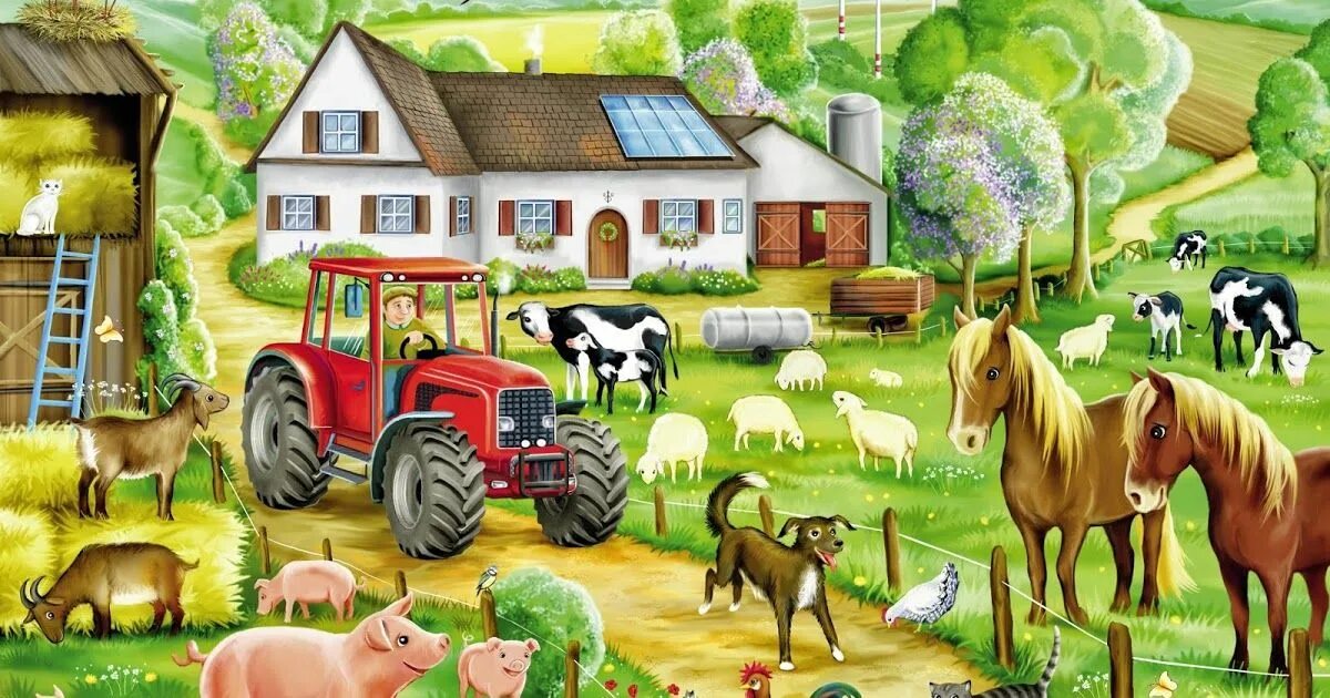 Картинка ферма для детей без животных виммельбух, для рассматривания, виммельблюхер, wimmellbuch Сельскохозяйственные 