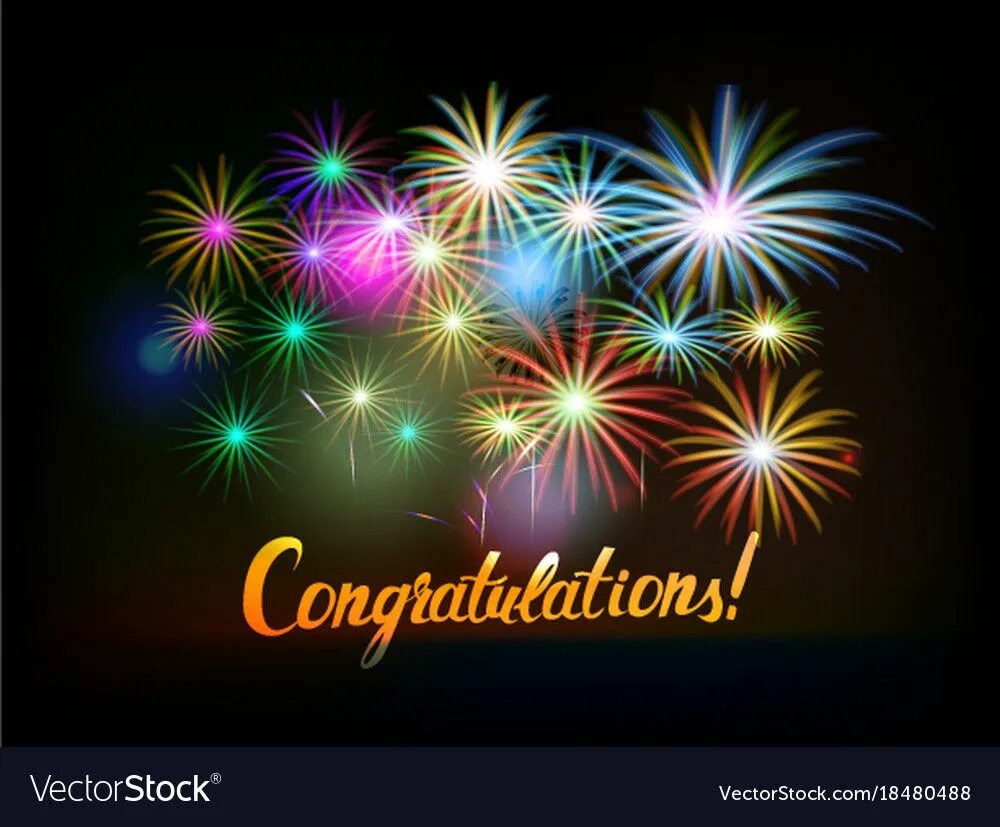 Картинка фейерверк с днем рождения женщине Congratulations Word With Fireworks. Vector illustration. Download a Free Previe